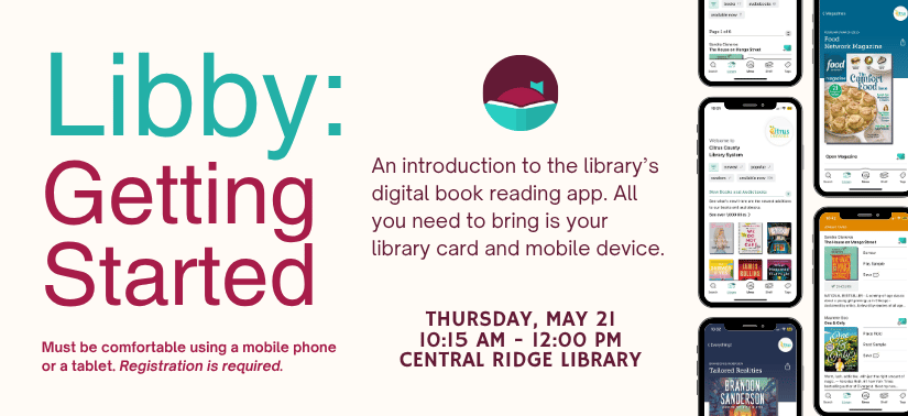 Banner for event at the Central Ridge Branch for Libby: Getting Started.