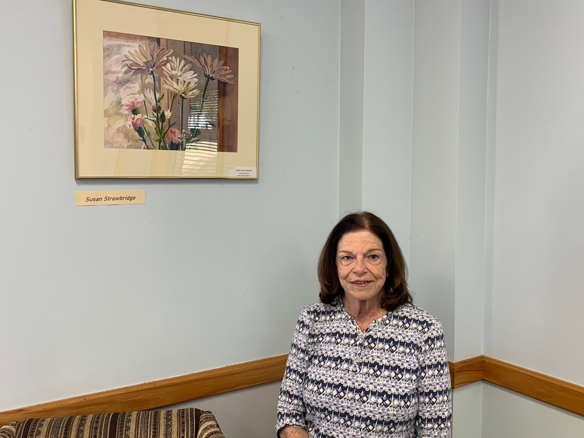 Artist Susan Strawbridge with their Art Piece: Light and Shadow