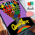 Hands holding Tablet with the Big Library Read for April 4-18 of "Music is History" by Questlove