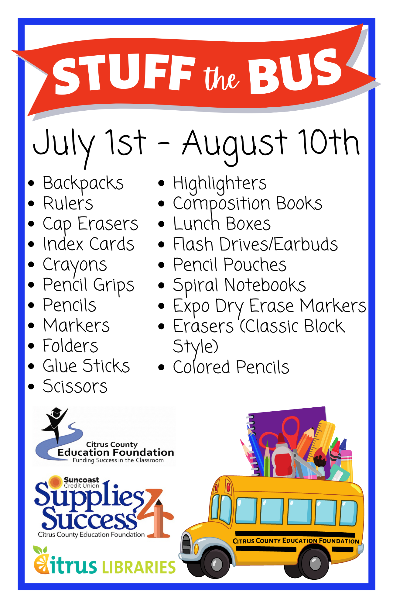 Stuff the Bus 2022 Supply list