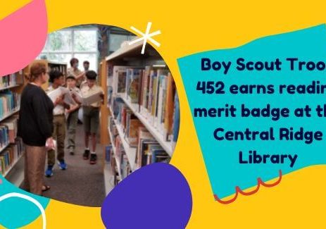 Boy Scout Troop 452 earn reading merit badge at the Central Ridge Library