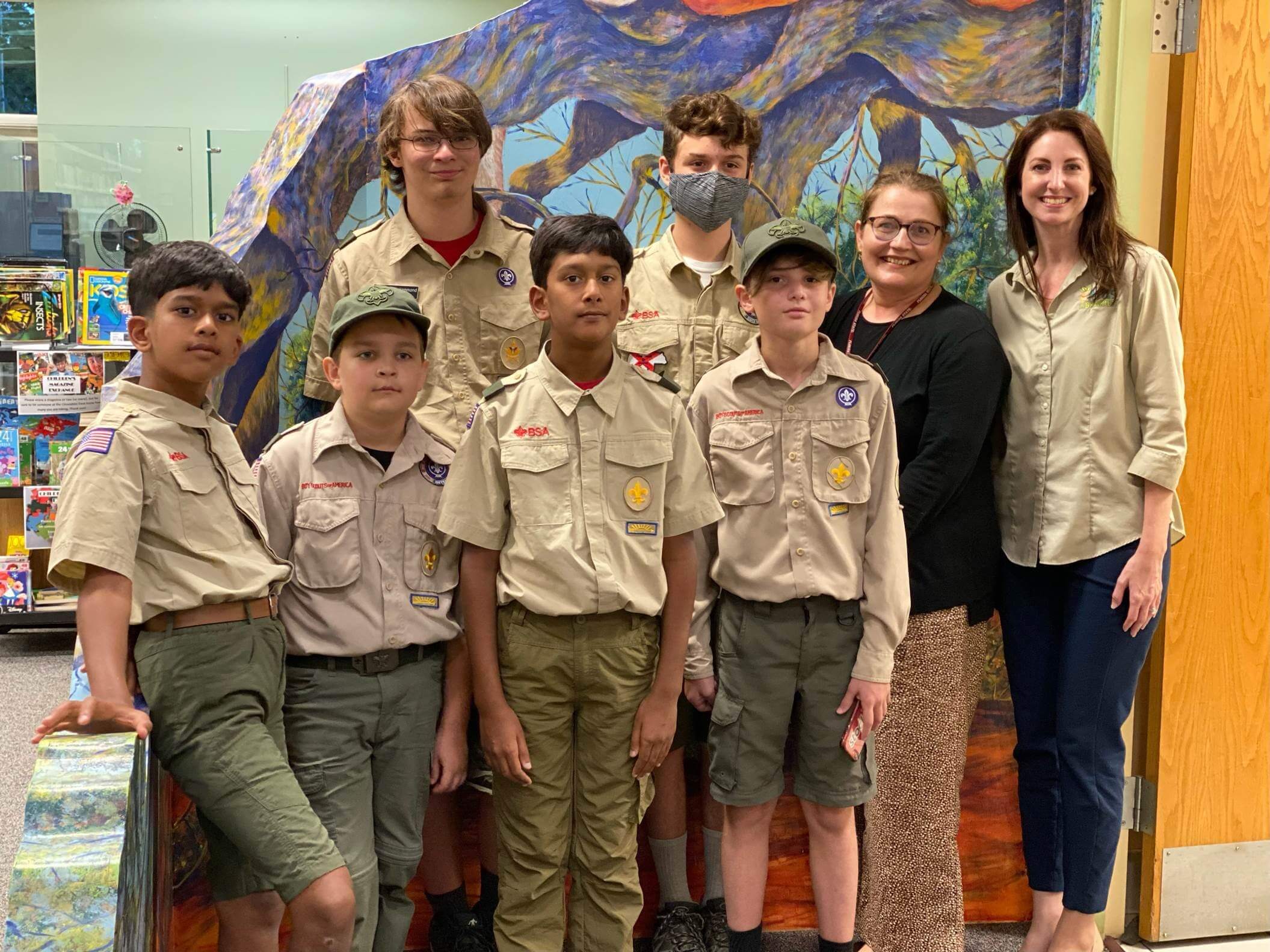 Boy Scout Troop 452 and Library Staff