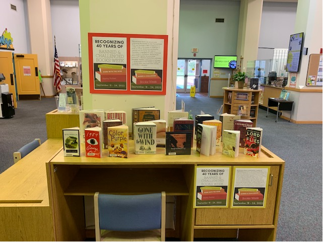 Banned Books Display at the Lakes Region Library