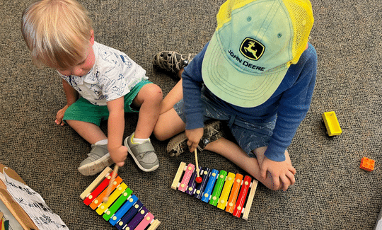 Two brothers recently attended a letter “X” themed Tiny Tales storytime at the Floral City Library that brought out the collection of instruments, specifically the xylophone. Additional instruments will be used during the upcoming “Music & Movement” storytime at the Homosassa Library.