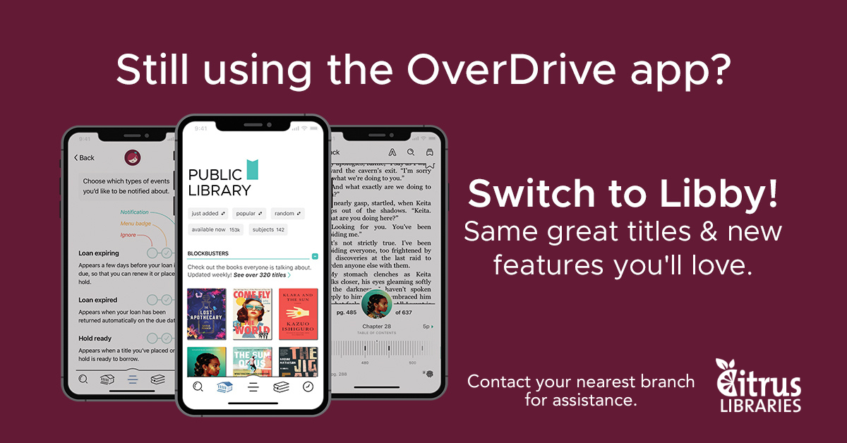 Still using the OverDrive app? Switch to Libby!