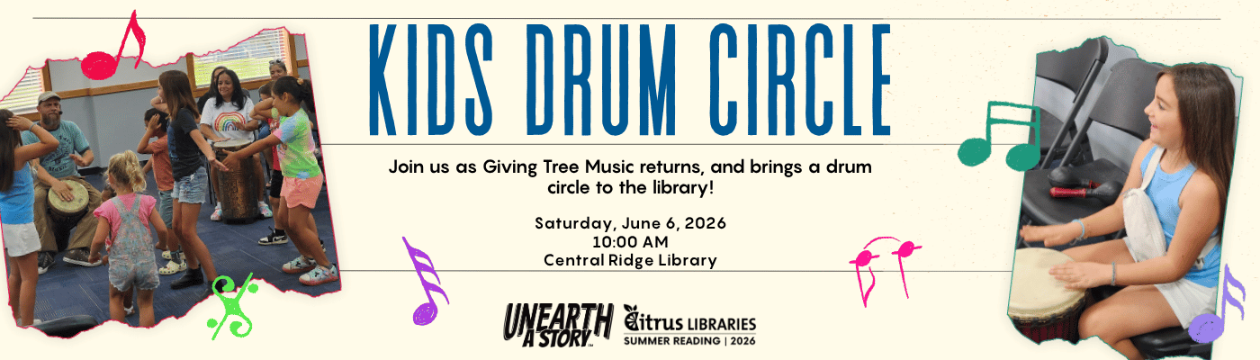 Drum Circle! with Giving Tree Music Saturday, June 06 10:00am - 11:00am at the Central Ridge Library