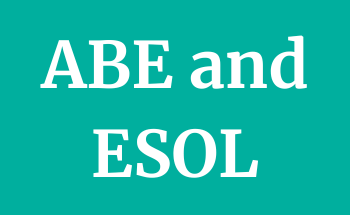 Teal background with text "ABE and ESOL"