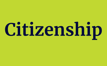 Leaf green background with text "Citizenship"